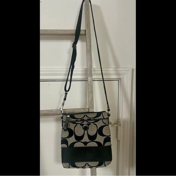 Coach Handbags - Coach Signature Black and Grey Crossbody Bag